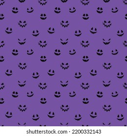 Halloween pattern with funny pumpkin face. Wallpaper. Vector