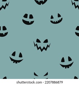 Halloween pattern with funny pumpkin face. Wallpaper. Vector