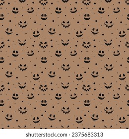 Patrón de Halloween con cara divertida de calabaza. Fondo de escritorio. Vector