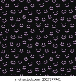 Halloween pattern with funny pumpkin face. Wallpaper. Vector