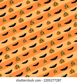 Halloween pattern Funny textile, Halloween party background with and horror design. Seamless pattern of Halloween with Cute Pumpkins and Spider Web-Halloween Vector Design.