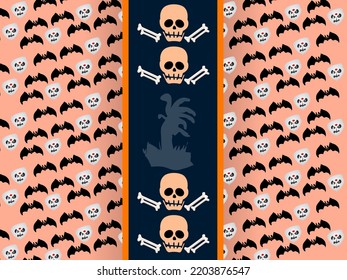 Halloween pattern Funny wallpaper for textile, Halloween party background with and horror design. Seamless pattern of Halloween with Cute Pumpkins and Spider Web-Halloween Vector Design.