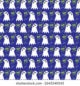 Halloween pattern with ghost and boo text