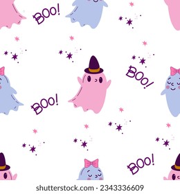 halloween pattern with ghost spirit vector illustration