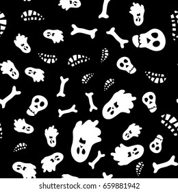 Halloween pattern with ghosts, skulls