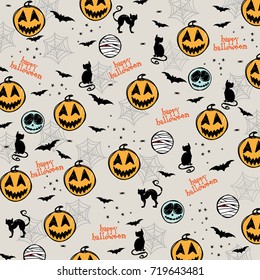Halloween Pattern - hand drawn illustration- Vector eps10