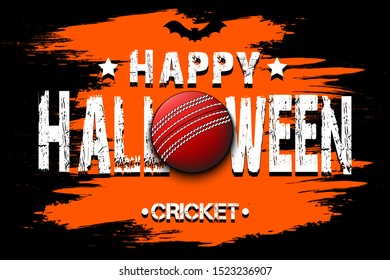 Halloween pattern. Happy halloween and cricket ball. Bowling logo template design. Design pattern for banner, poster, greeting card, flyer, party invitation. Vector illustration