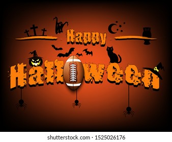 Halloween pattern. Happy halloween and football ball on isolated background. Atmosphere halloween. Design pattern for banner, poster, greeting card, flyer, party invitation. Vector illustration