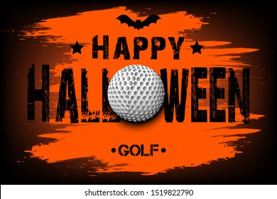 Halloween pattern. Happy halloween and golf ball. Golf logo template design. Design pattern for banner, poster, greeting card, flyer, party invitation. Vector illustration