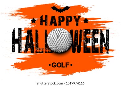 Halloween pattern. Happy halloween and golf ball. Golf logo template design. Design pattern for banner, poster, greeting card, flyer, party invitation. Vector illustration