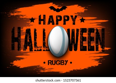 Halloween pattern. Happy halloween and rugby ball. Bowling logo template design. Design pattern for banner, poster, greeting card, flyer, party invitation. Vector illustration