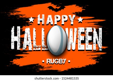 Halloween pattern. Happy halloween and rugby ball. Bowling logo template design. Design pattern for banner, poster, greeting card, flyer, party invitation. Vector illustration