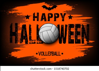 Halloween pattern. Happy halloween and volleyball ball. Volleyball logo template design. Design pattern for banner, poster, greeting card, flyer, party invitation. Vector illustration