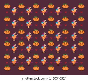 halloween pattern for a holiday party. Halloween collection vector. trick or treat in traditional october holiday. scary halloween pattern. halloween and decoration concept. October holiday concept