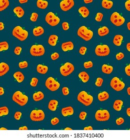 Halloween Pattern Jack O Lantern Pumpkin Evil Hushed Fool Vector Design Background Illustration