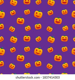 Halloween Pattern Jack O Lantern Pumpkin Love Wink Dizzy Vector Design Background Illustration