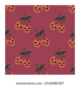 Halloween pattern made of pumpkins. Happy Halloween holiday concept.