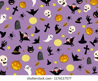 halloween pattern on background. Vector illustration.