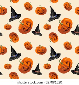 Halloween pattern on beige background