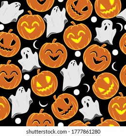 Halloween pattern on the black background