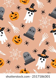 Halloween pattern on a brown background.
