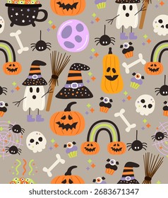 Padrão de Halloween em um fundo cinza.