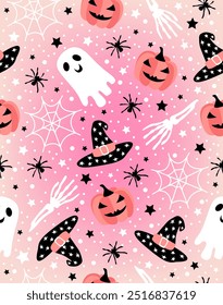Halloween pattern on a pink background.