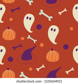 Halloween pattern on the red background
