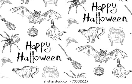 Halloween Pattern on White Background 