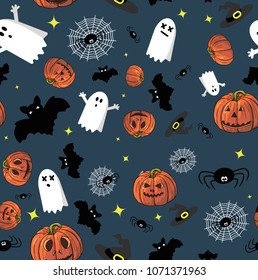 halloween pattern onblue background