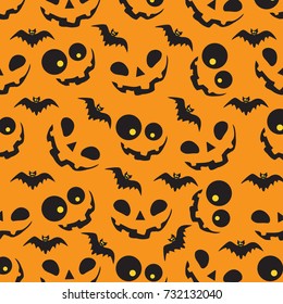 Halloween pattern with orange pumpkins and bats