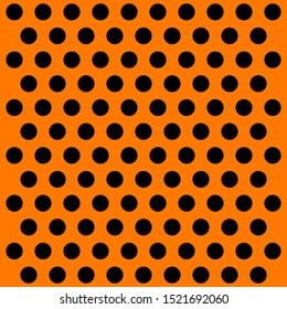 Halloween pattern polka dots. Template background in black and orange polka dots . Seamless fabric texture. Vector illustration