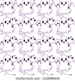 Halloween. Pattern with pretty good funny ghosts.