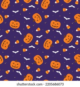 Halloween Pattern, Halloween Print, Pumpkin Pattern, Pumpkin Bat Pattern, Halloween Background, Happy Halloween, Pumpkin Background, Cute Pumpkin Vector Illustration Background	