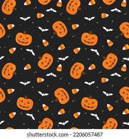 Halloween Pattern, Halloween Print, Pumpkin Pattern, Pumpkin Bat Pattern, Halloween Background, Happy Halloween, Pumpkin Background, Cute Pumpkin Vector Illustration Background	