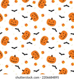 Halloween Pattern, Halloween Print, Pumpkin Pattern, Pumpkin Bat Pattern, Halloween Background, Happy Halloween, Pumpkin Background, Cute Pumpkin Vector Illustration Background	