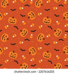 Halloween Pattern, Halloween Print, Pumpkin Pattern, Pumpkin Bat Pattern, Halloween Background, Happy Halloween, Pumpkin Background, Cute Pumpkin Vector Illustration Background	