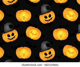 Halloween pattern with pumkin and bat