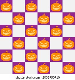 halloween pattern. pumkin square background. checkboard seamless.