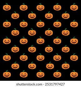 Halloween Pattern Pumpkin Black Background