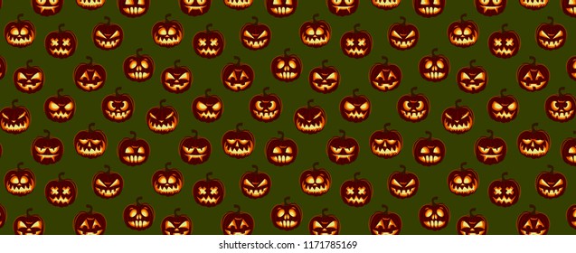 Halloween pattern pumpkin emotion faces