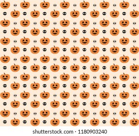 Halloween Pattern Pumpkin and Skull