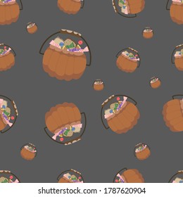 halloween pattern with pumpkin and sweets