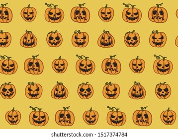 halloween pattern pumpkin yellow new 