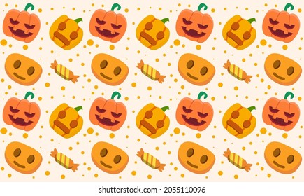 halloween pattern with pumpkins and candy