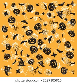 Halloween pattern pumpkins design greeting card 