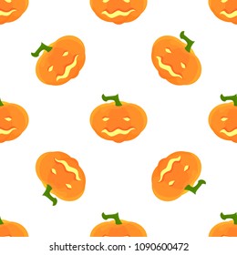 Halloween Pattern with pumpkins and faces. Seamless pattern of pumpkins for the holiday of Halloween from simple shapes and contours.