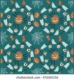HALLOWEEN PATTERN
PUMPKINS, GHOSTS, SKULLS, BATS & COBWEBS. 