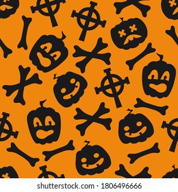 Halloween Pattern with pumpkins. Seamless Halloween Pattern. Halloween holiday seamless pattern background.