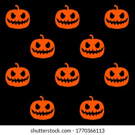 Halloween-Muster mit Kürbissen, traditionelle Farben Schwarz und Orange